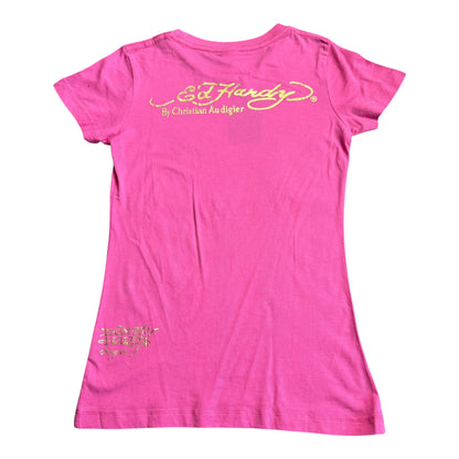 ED HARDY PINK BABY TEE - S