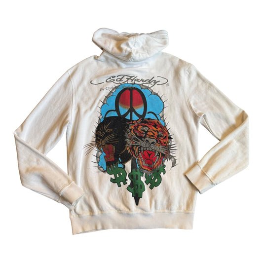 ED HARDY WHITE ZIP UP - L