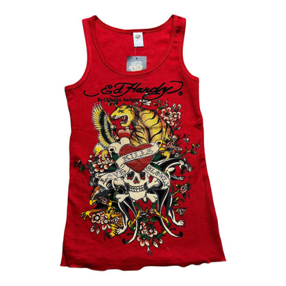 ED HARDY RED SINGLET - L