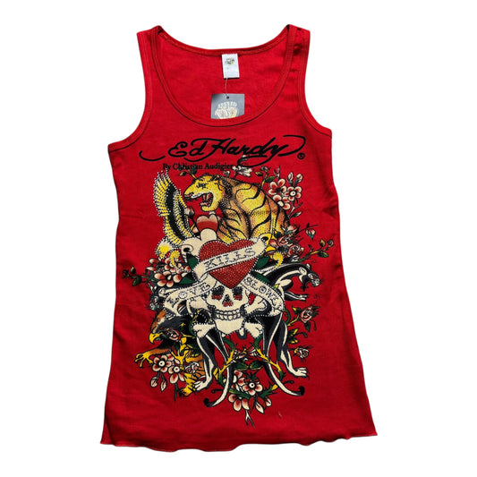 ED HARDY RED SINGLET - L
