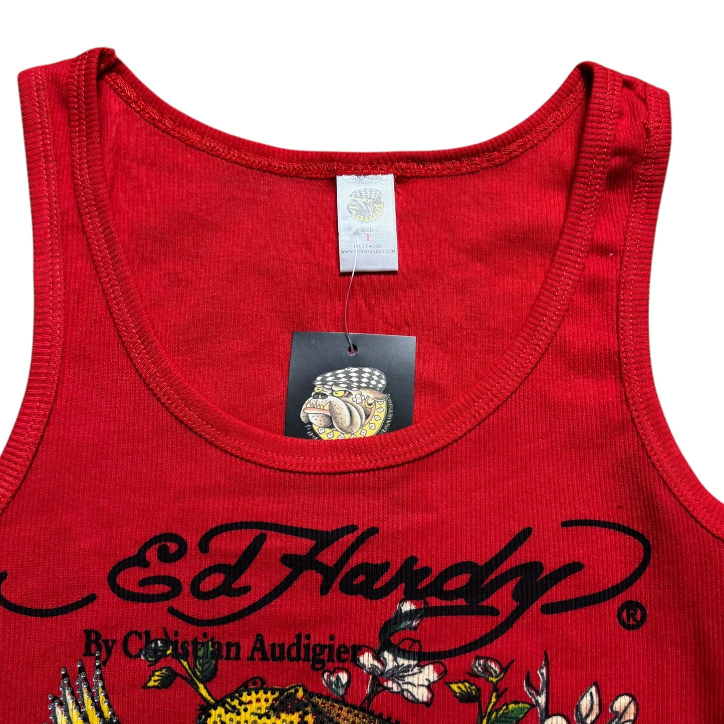 ED HARDY RED SINGLET - L