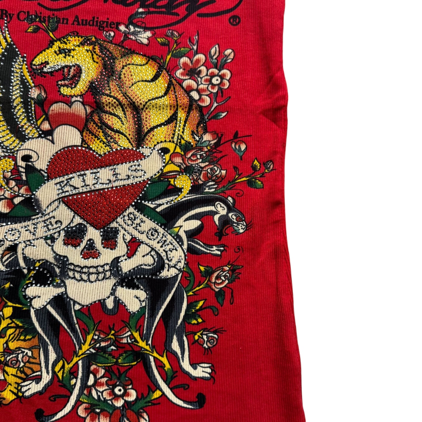 ED HARDY RED SINGLET - L